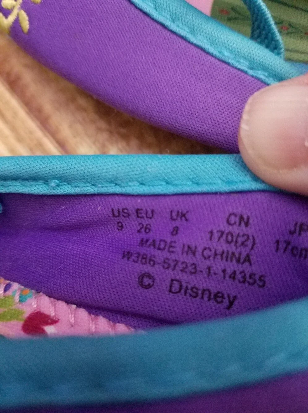 Disney Store Purple Teal Frozen Elsa & Anna Swim Shoes Girls Size 9 Floral